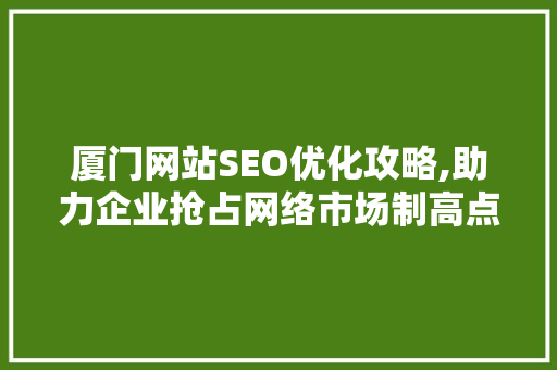 厦门网站SEO优化攻略,助力企业抢占网络市场制高点 神马SEO
