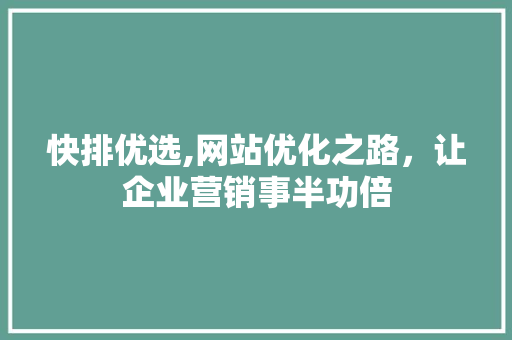 快排优选,网站优化之路，让企业营销事半功倍 必应SEO