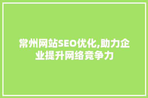 常州网站SEO优化,助力企业提升网络竞争力 SEO关键词