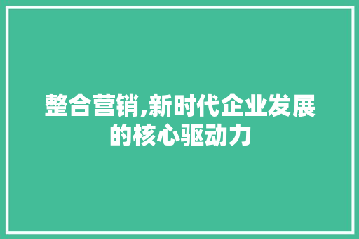 整合营销,新时代企业发展的核心驱动力 百度SEO