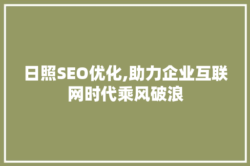日照SEO优化,助力企业互联网时代乘风破浪 搜狗SEO