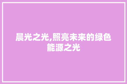晨光之光,照亮未来的绿色能源之光