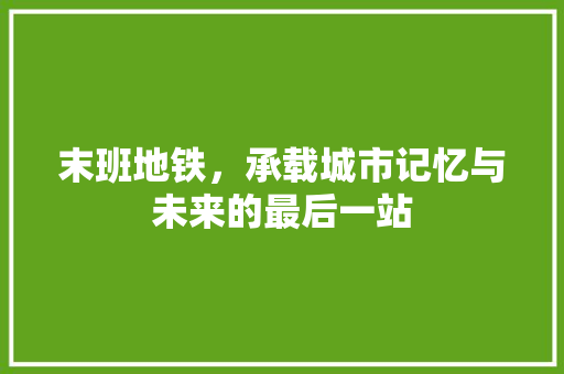 末班地铁，承载城市记忆与未来的最后一站 搜狗SEO