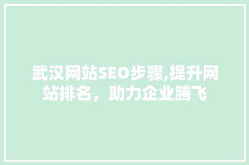 武汉网站SEO步骤,提升网站排名，助力企业腾飞 百度SEO