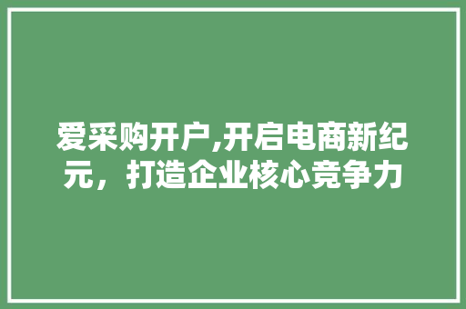 爱采购开户,开启电商新纪元，打造企业核心竞争力 百度SEO