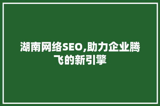 湖南网络SEO,助力企业腾飞的新引擎 搜狗SEO