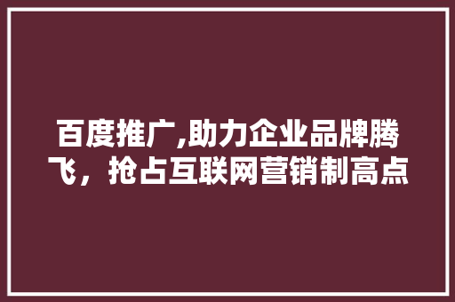 百度推广,助力企业品牌腾飞，抢占互联网营销制高点 必应SEO