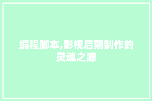 编程脚本,影视后期制作的灵魂之源 百度SEO