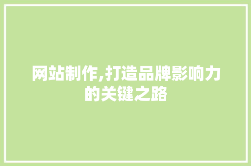 网站制作,打造品牌影响力的关键之路 必应SEO