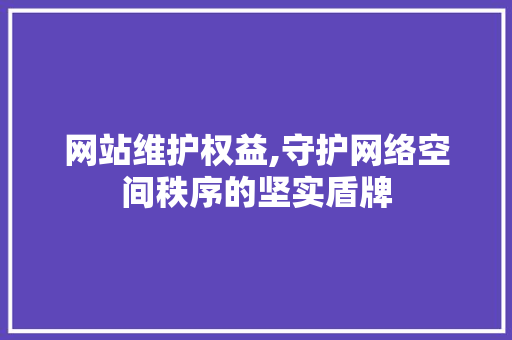 网站维护权益,守护网络空间秩序的坚实盾牌 网站建设公司