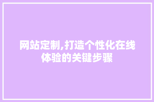 网站定制,打造个性化在线体验的关键步骤