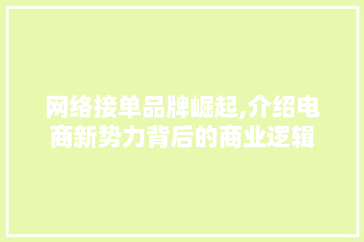 网络接单品牌崛起,介绍电商新势力背后的商业逻辑 SEO关键词