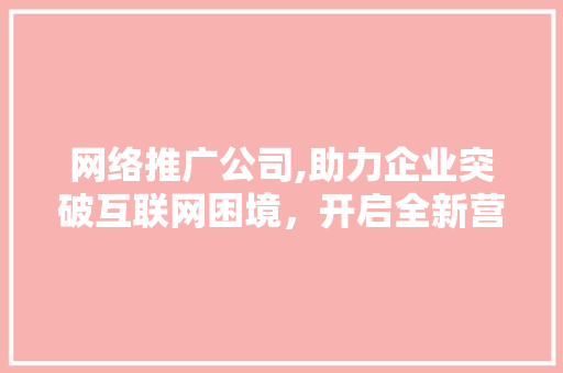网络推广公司,助力企业突破互联网困境，开启全新营销时代 搜狗SEO