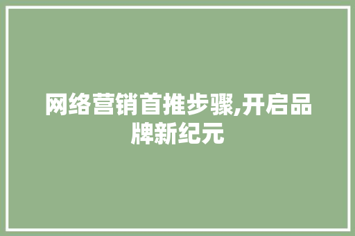 网络营销首推步骤,开启品牌新纪元 搜狗SEO
