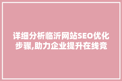 详细分析临沂网站SEO优化步骤,助力企业提升在线竞争力 网站建设公司
