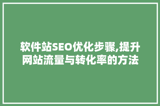 软件站SEO优化步骤,提升网站流量与转化率的方法 百度SEO