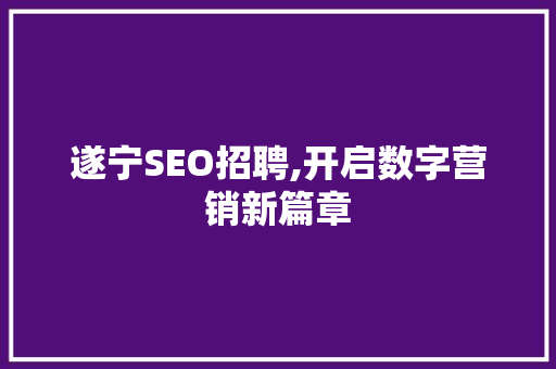 遂宁SEO招聘,开启数字营销新篇章 百度SEO