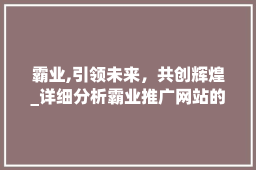 霸业,引领未来，共创辉煌_详细分析霸业推广网站的 SEO关键词