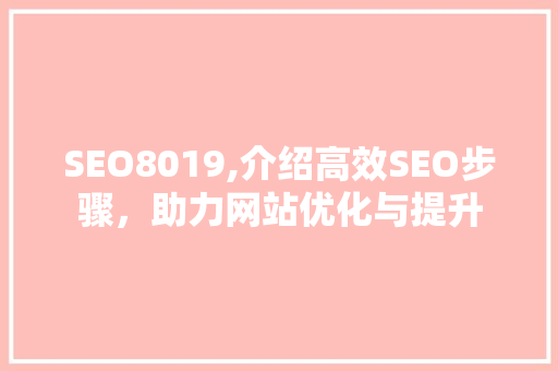 SEO8019,介绍高效SEO步骤，助力网站优化与提升 神马SEO