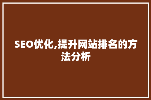 SEO优化,提升网站排名的方法分析 神马SEO
