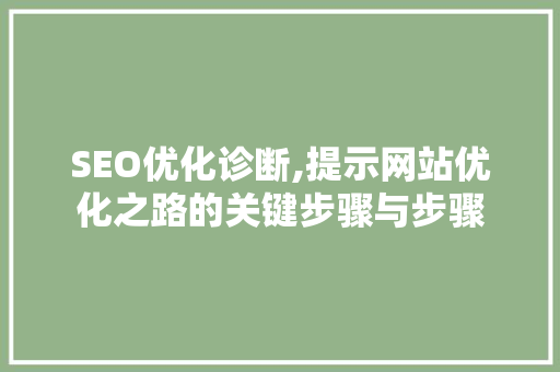 SEO优化诊断,提示网站优化之路的关键步骤与步骤