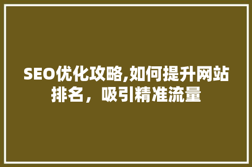 SEO优化攻略,如何提升网站排名，吸引精准流量 必应SEO
