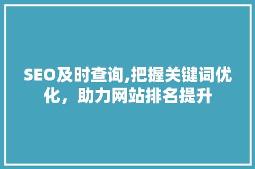 SEO及时查询,把握关键词优化，助力网站排名提升 神马SEO