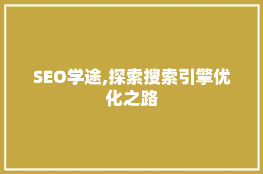 SEO学途,探索搜索引擎优化之路 神马SEO