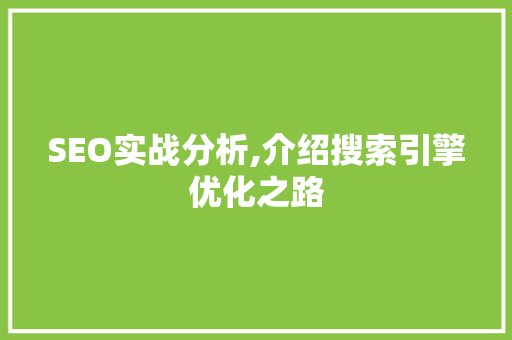 SEO实战分析,介绍搜索引擎优化之路 必应SEO