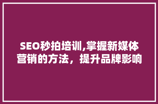 SEO秒拍培训,掌握新媒体营销的方法，提升品牌影响力 SEO关键词