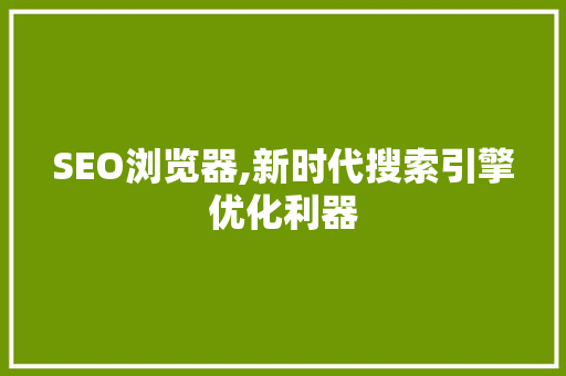 SEO浏览器,新时代搜索引擎优化利器 必应SEO