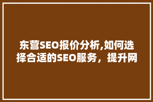 东营SEO报价分析,如何选择合适的SEO服务，提升网站排名 神马SEO