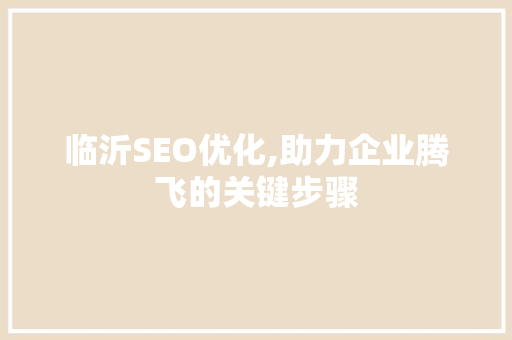 临沂SEO优化,助力企业腾飞的关键步骤 必应SEO