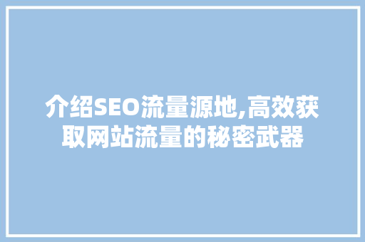 介绍SEO流量源地,高效获取网站流量的秘密武器 网站建设公司