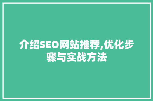 介绍SEO网站推荐,优化步骤与实战方法 神马SEO