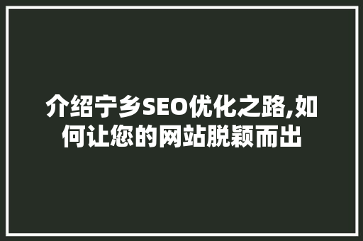 介绍宁乡SEO优化之路,如何让您的网站脱颖而出 网站建设公司