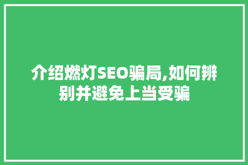 介绍燃灯SEO骗局,如何辨别并避免上当受骗 必应SEO