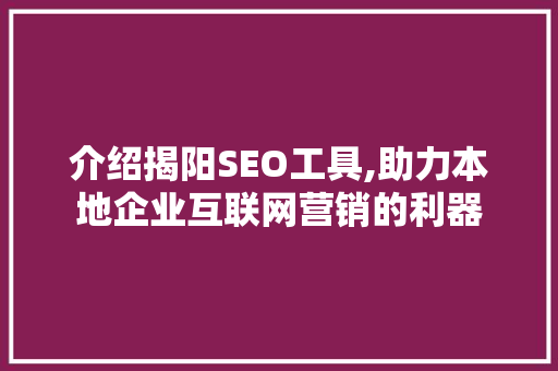 介绍揭阳SEO工具,助力本地企业互联网营销的利器 神马SEO