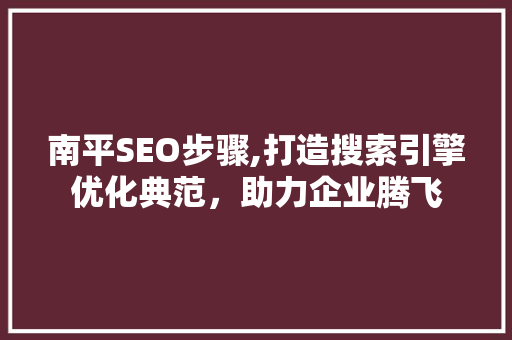 南平SEO步骤,打造搜索引擎优化典范，助力企业腾飞 百度SEO