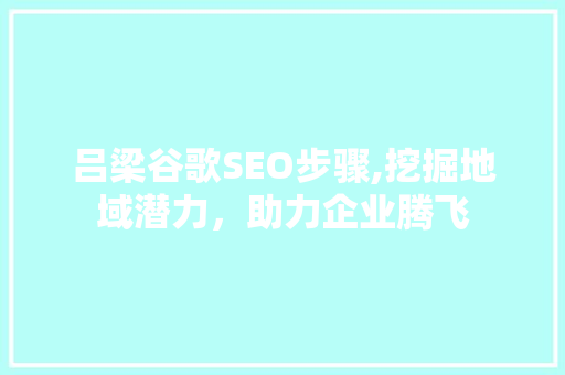 吕梁谷歌SEO步骤,挖掘地域潜力，助力企业腾飞 百度SEO