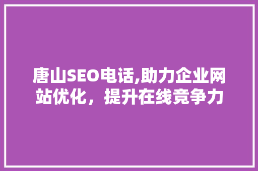 唐山SEO电话,助力企业网站优化，提升在线竞争力 神马SEO