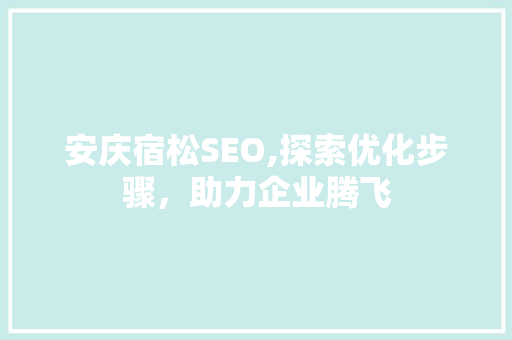 安庆宿松SEO,探索优化步骤，助力企业腾飞 必应SEO