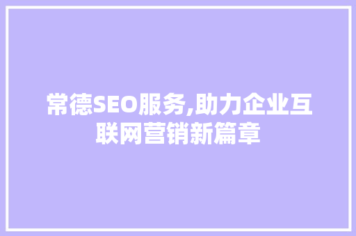 常德SEO服务,助力企业互联网营销新篇章 必应SEO