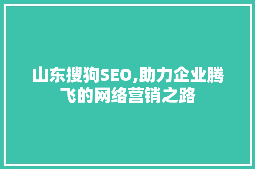 山东搜狗SEO,助力企业腾飞的网络营销之路 搜狗SEO