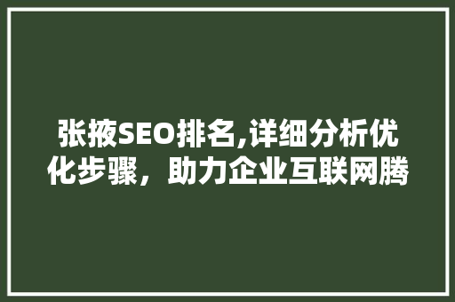 张掖SEO排名,详细分析优化步骤，助力企业互联网腾飞 百度SEO