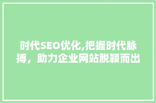 时代SEO优化,把握时代脉搏，助力企业网站脱颖而出 SEO关键词
