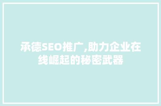 承德SEO推广,助力企业在线崛起的秘密武器 网站建设公司