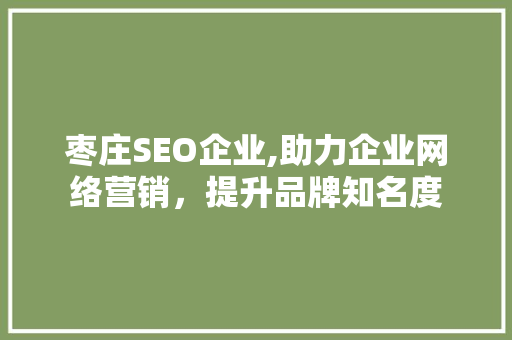 枣庄SEO企业,助力企业网络营销，提升品牌知名度 SEO关键词