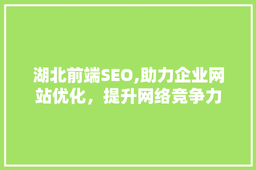 湖北前端SEO,助力企业网站优化，提升网络竞争力 必应SEO