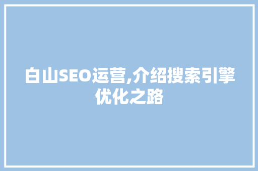 白山SEO运营,介绍搜索引擎优化之路